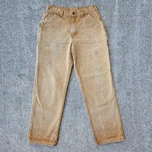 Carhartt B11-BRN Canvas Carpenter Pants Workwear Loose Original Fit Mens 31x32